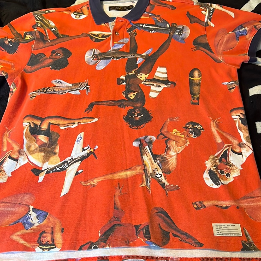 Orange and Blue Akoo Polo Shirt! 4XL
